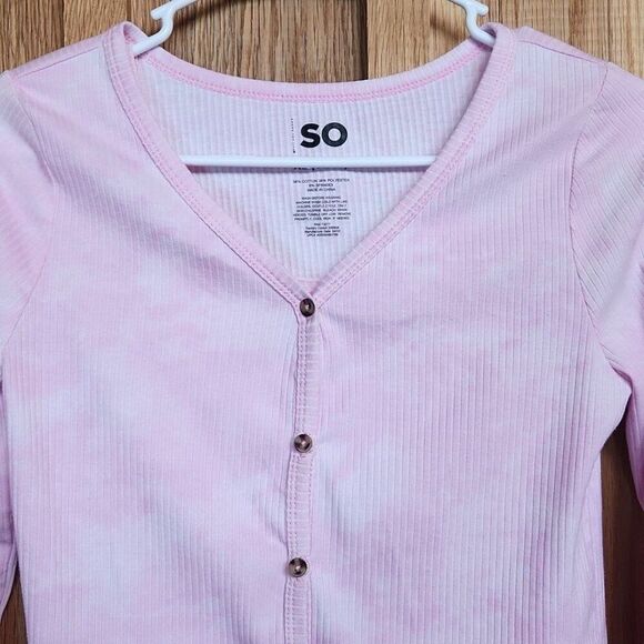 SO Kohls 2 Piece Lightweight Cardigan & Tank Top Set, XL, Pink & White Tie Dye - Picture 3 of 9